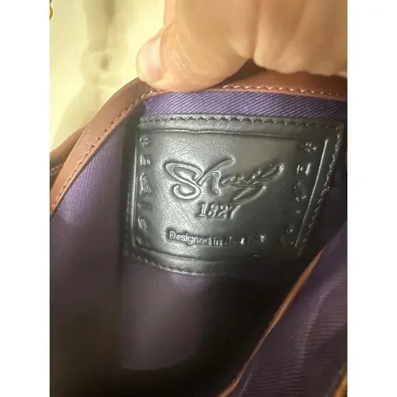 SHARIF Brown Goat Leather & Fringe with Metal Cougar Head Hobo Purse - Picture 5 of 6